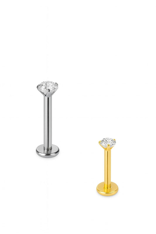 עגיל פירסינג טטניום עם זרקון