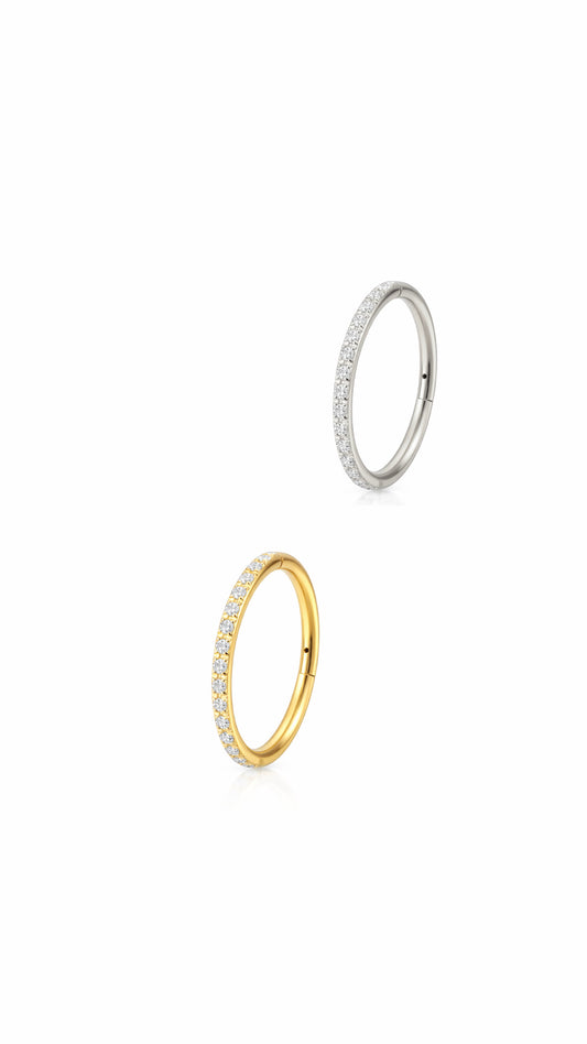 חישוק קליקר טיטניום/ בציפוי זהב 14 קראט משובץ זרקונים